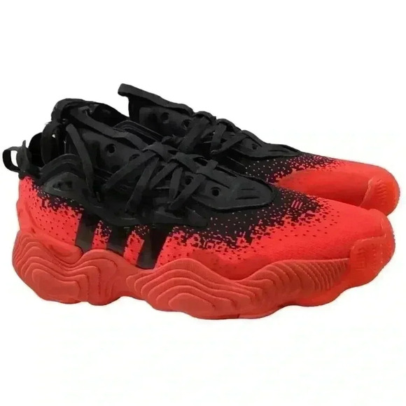 Adidas Basketball Shoes Black Red Mens Size 8 Trae Young 3 Sneakers NEW - Picture 1 of 9